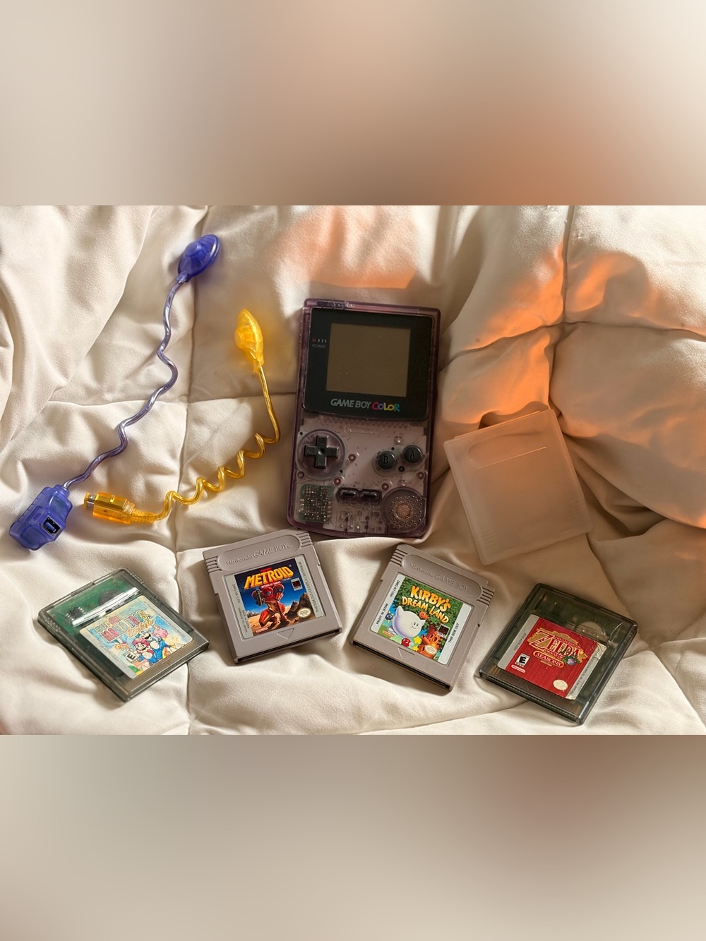 Nintendo Game Boy Color Clear Purple Handheld Console, With Games - Bundle